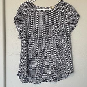 Black & White Patterned Dress Blouse